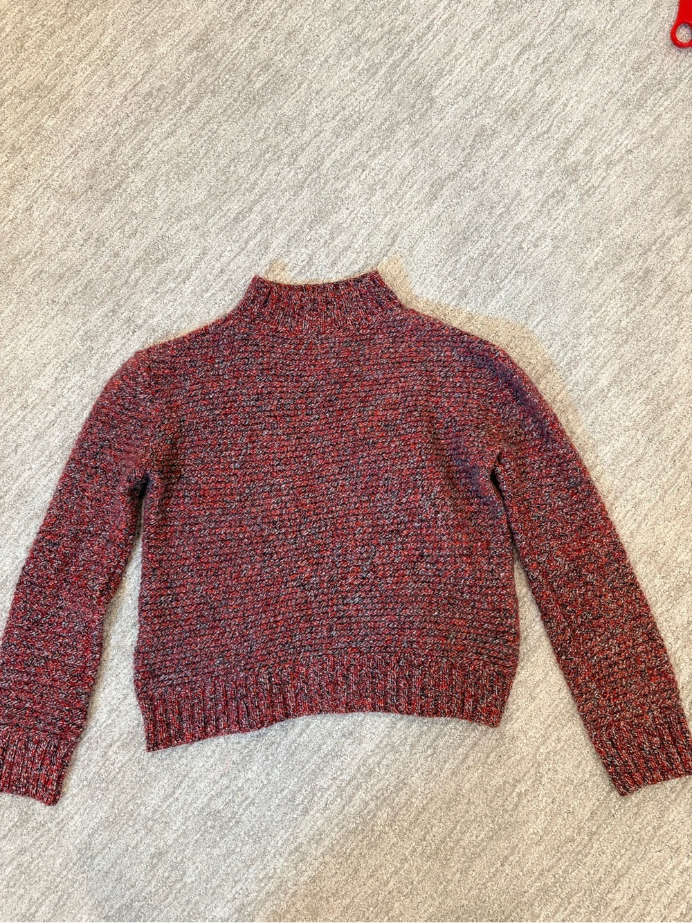 Roots Lambswool Mock Neck Sweater | 80% Lambswool | Marled Red Knit | Small - Picture 3 of 9